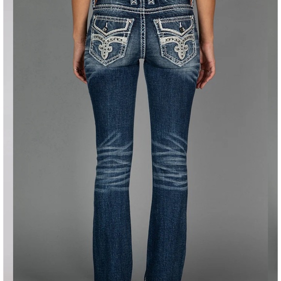 Rock Revival Esther Dark Blue Skinny Jeans with Silver Accents - Picture 2 of 7
